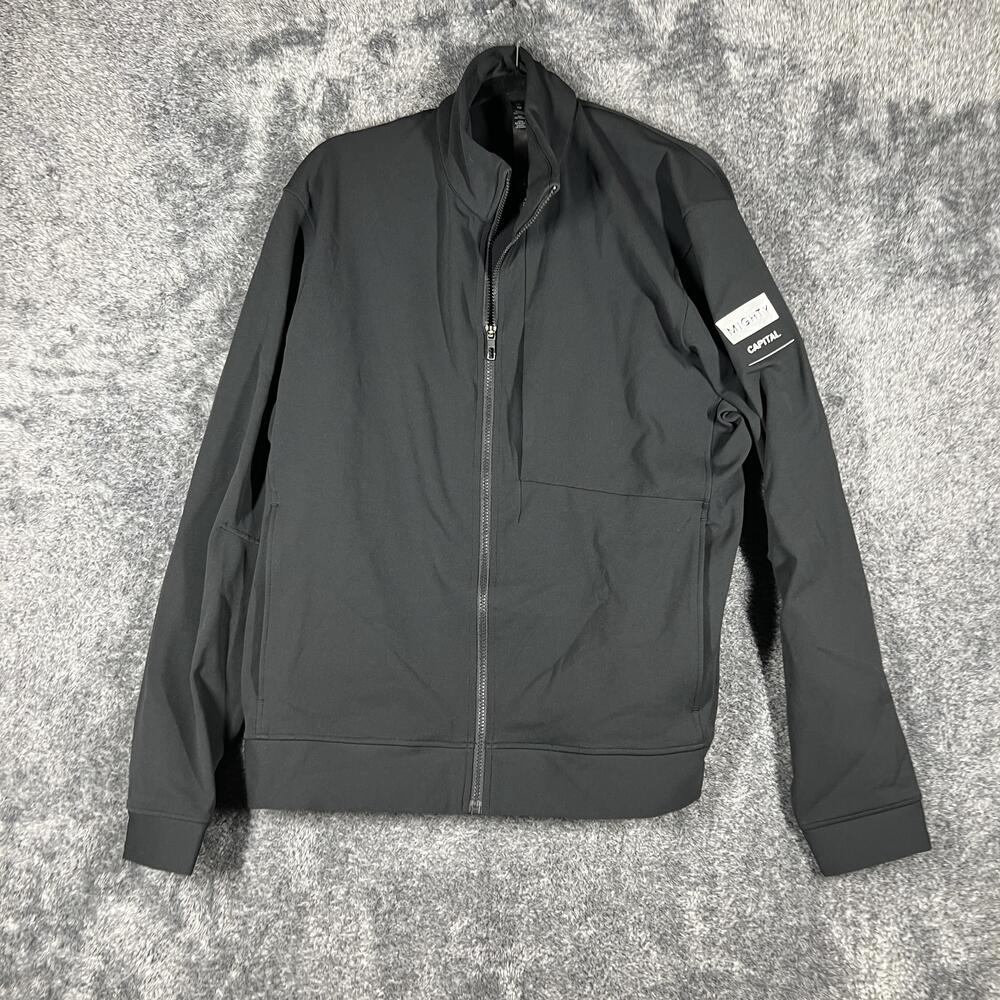 Lululemon Jacket Mens 2XL Black Full Zip Lined Pockets Stretch Logo Sojourn